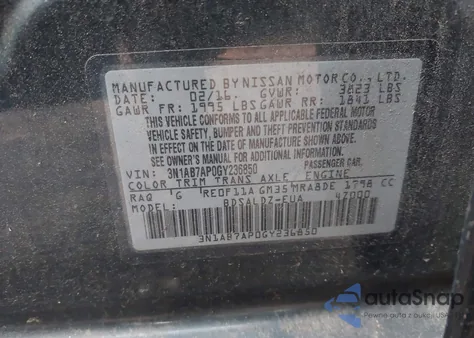 2016 Nissan Sentra Fe+ S/S/Sl/Sr/Sv from USA, damaged, VIN 3N1AB7AP0GY236850